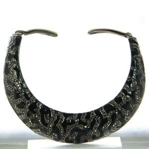 Vintage Kenneth Jay Lane KJL Hinged Enamel & Crystal Bib Collar Necklace